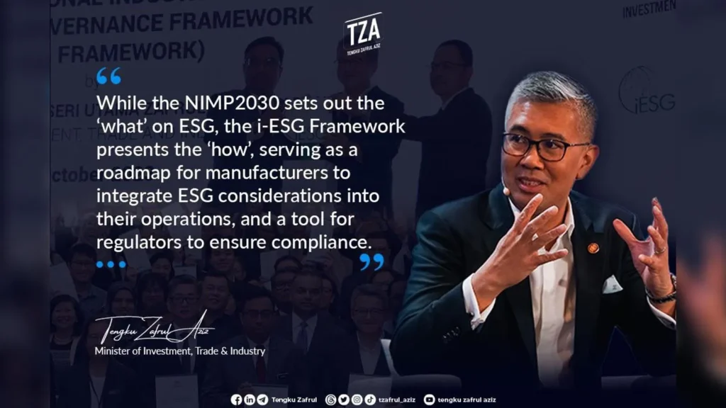 Malaysia's new i-ESG Framework to prepare manufacturing sector on embracing ESG principles